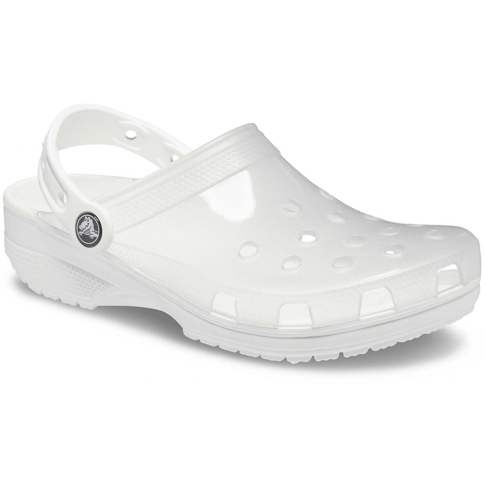White Women's Crocs Classic Translucent Clogs | NZ 0082RVDW